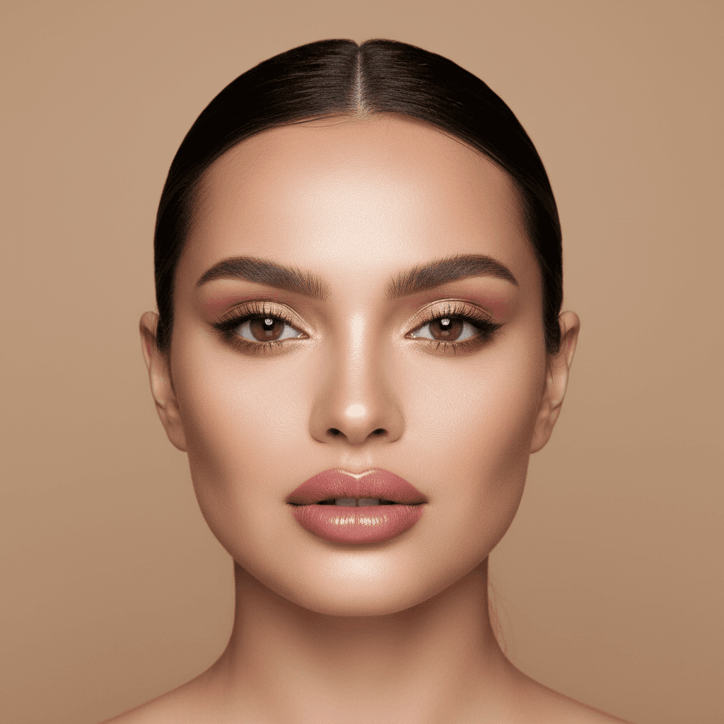 Close-up beauty portrait with precise studio lighting