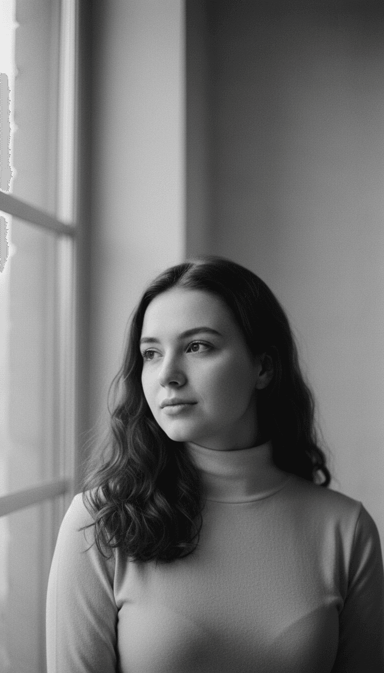 Black and white portrait of a young woman