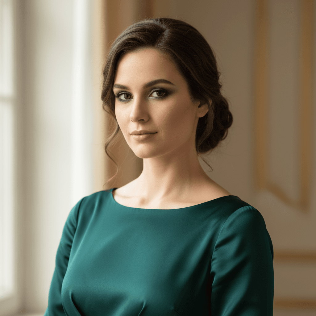 Portrait of a woman in an evening dress in soft window light