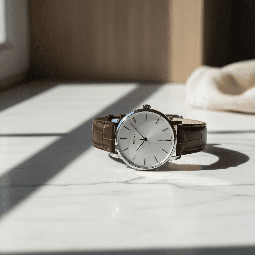 Close-up of jewelry and watches on dark fabric with side light